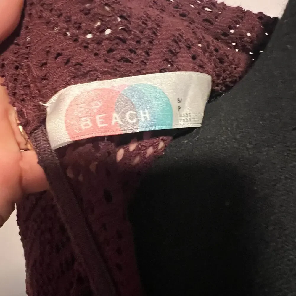 Free People Beach About Time Top Burgundy Lace Tunic Top Small